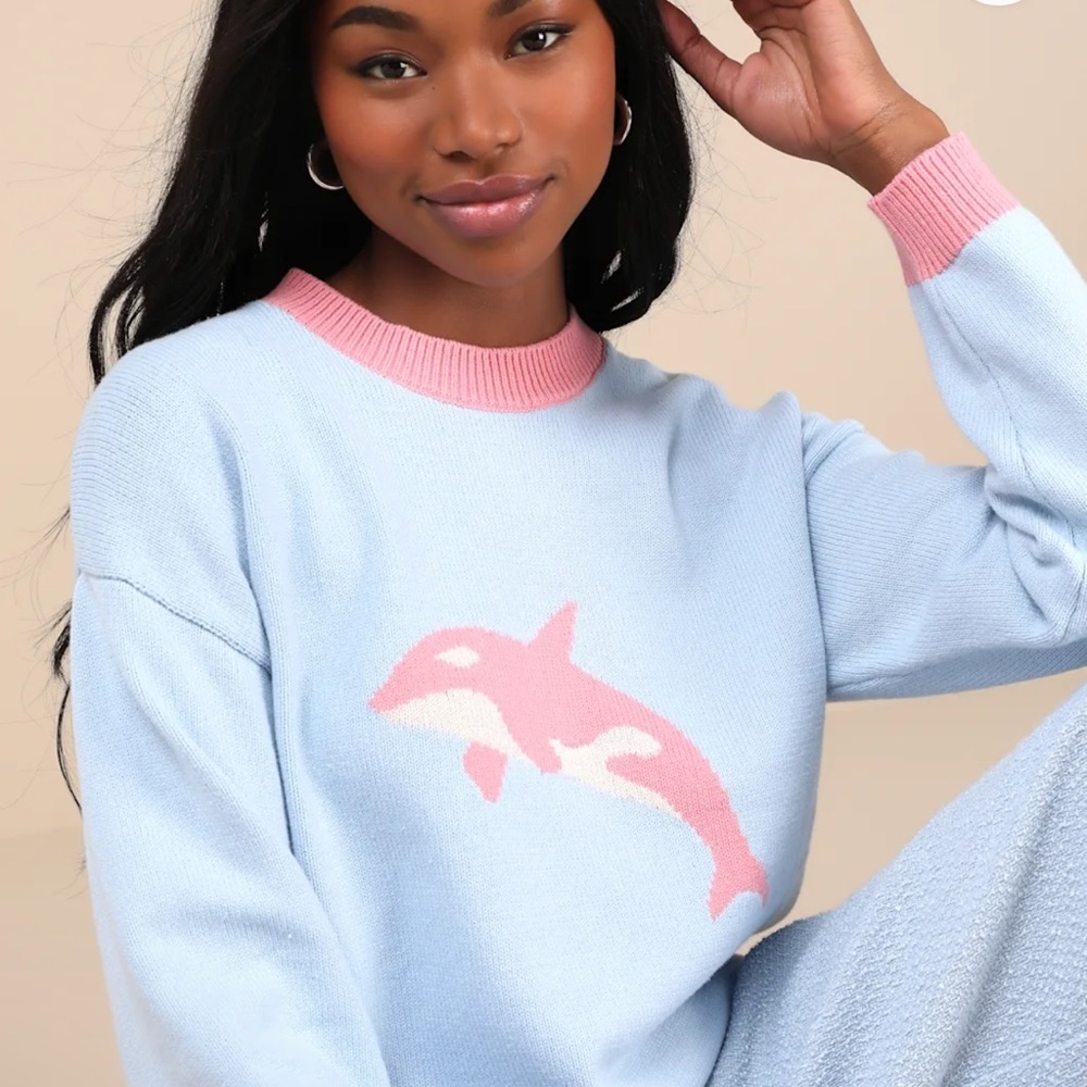 NEW Tyler McGillivary Orca Light Blue and Pink Sweater Sz XS - Picture 6 of 6